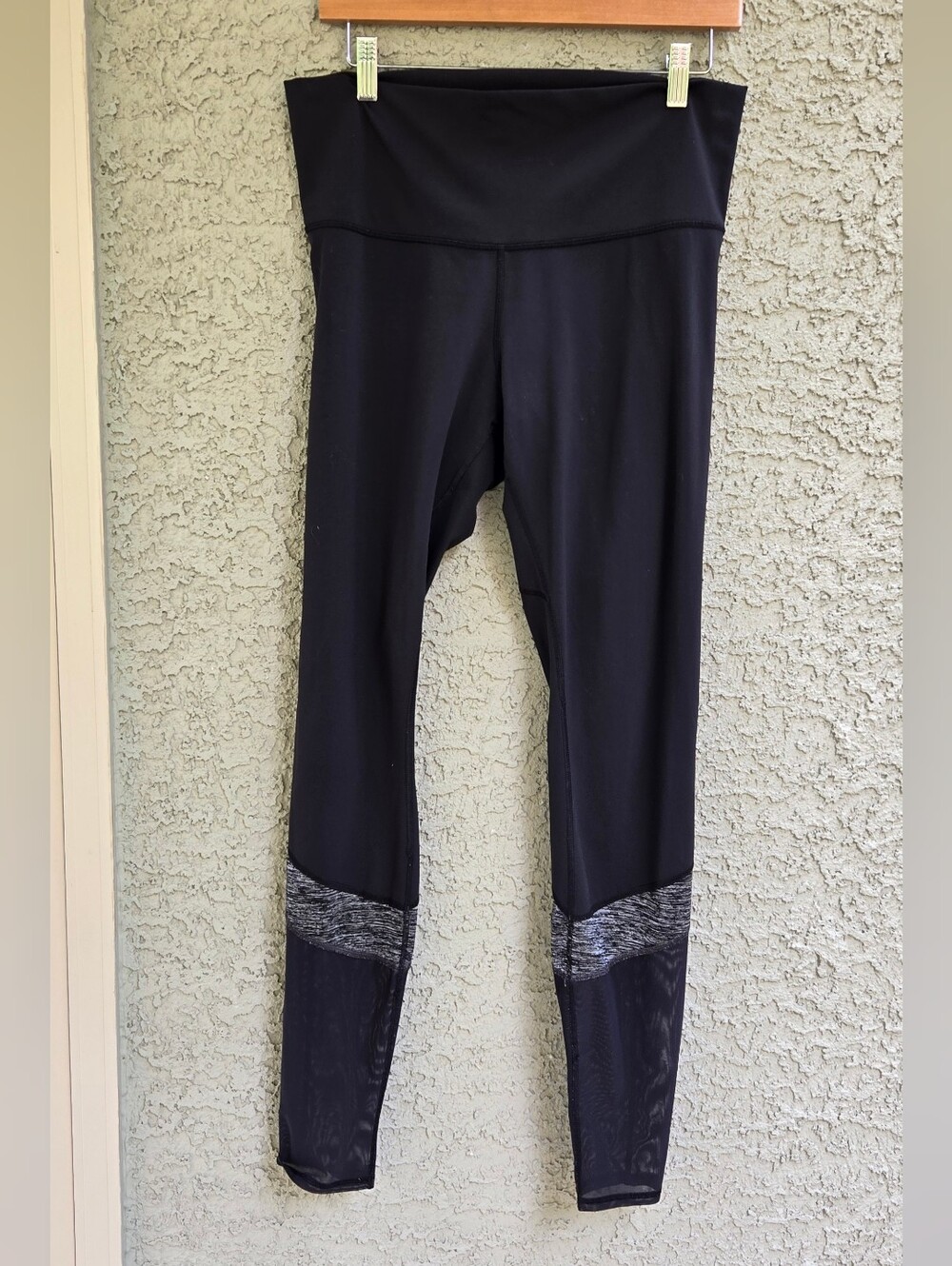 Lululemon If Your'e Lucky Black High-Waist Leggings with Mesh & Heather Detail
